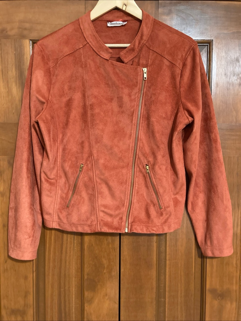 Kettlewell Chloe Rust faux Suede Moto Jacket Womens Sz large